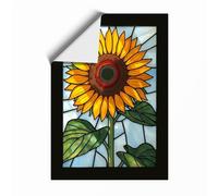 Stained Glass Sunflower Botanical Unframed Wall Art Print A3 (42×29.7cm), Wall Decor for Living Room, Bedroom, Office & Home, Art Gift