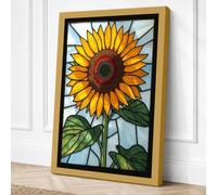 Stained Glass Sunflower Canvas Wall Art Print 18x12 Inch (46 x 30 cm)
