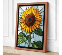Stained Glass Sunflower Canvas Wall Art Print 30x20 Inch
