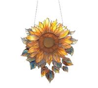 Stained Glass Sunflower,Stained Glass Window Hanging,Sunflower with Metal Chain,Sunflower deco, Gift for Mom, Father, and Nature Lovers