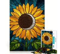 Stained Glass Sunflower with Moon Jigsaw 1000 Pieces for Teenagers Mind Exercise Toy Relaxing Fun Design Assembly Perfect Present 38x26cm