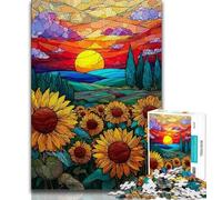 Stained Glass Sunflowers 1000 Pieces Jigsaw Puzzle for Adults& Teens,Help The Brain Exercise Addictive Toys to Cultivate Patience Suitable for Couples (38x26cm)