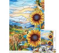 Stained Glass Sunflowers Jigsaw for Teenagers 1000 Pieces Stimulate Active Brain And Mind Gentle Relaxing Fun Activity (50x75cm)