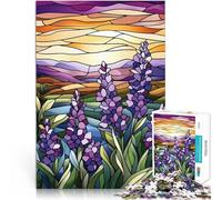 Stained Glass Sunset Landscape1000 Adult Pieces Jigsaw Puzzle Family Entertainment Toys Suitable for desktop decoration 38x26cm