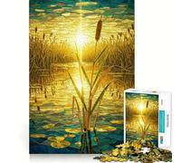 Stained Glass Sunset Marsh Jigsaw Puzzles for Adults 1000 Pieces Pure Logic Toy Stress Free Sharp Cut Santa Wish Item 50x75cm