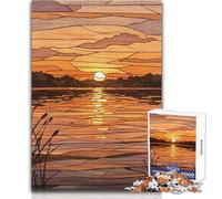 Stained Glass Sunset Over Water 1000 Piece Puzzle For Adults Play And Learn Smart Activity Unique Heartfelt Celebration Gift Size 38x26cm