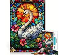 Stained Glass Swan Jigsaw Puzzles for Teenagers 1000 Piece Mind Skill Toy Simple Fun Design Assembly Memorable Gift 50x75cm