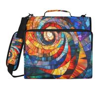 Stained Glass Swirl 1.5-Inch 3-Ringing Binder with Extra Pockets with Handle Easy to Carry Portfolios Portfolio Organizer for Middle School Carpeta de cremallera