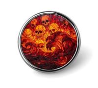 Stained Glass Swirling Fire Sea And Skulls Round Brooch for Men Women Fashion Badge Collar Pin Dress Jacket Backpack Accessories