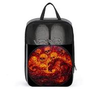 Stained Glass Swirling Fire Sea and Skulls Shoe Bag for Travel Daily Use Anti-dust Storage Carrier Golf Shoe Pouch