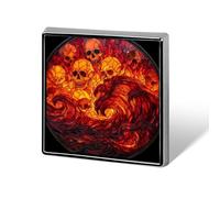 Stained Glass Swirling Fire Sea And Skulls Unisex Brooches & Pins Square Lightweight Lapel Badge Jewelry for Clothing Shawl Hat