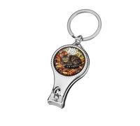 Stained Glass Tabby Cat Autumn Leaves Nail Clippers Toenail Clipper Cutters Professional Nail Trimmer Nail Cuticle Cutter for Women Men