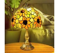 Stained Glass Table Lamp Sunflower Tiffany Style Bedroom Living Room Light Decor