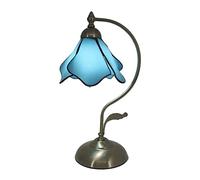 Stained Glass Table Lamps Flower European Desk Lamp Tiffany Flower LED Stand Light Fixtures for Bedroom Bedside Living Room Home Decor,Blue