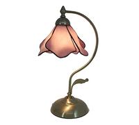 Stained Glass Table Lamps Flower European Desk Lamp Tiffany Flower LED Stand Light Fixtures for Bedroom Bedside Living Room Home Decor,Pink
