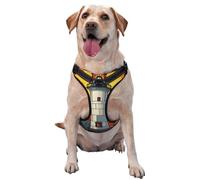 Stained Glass Tall Lighthouse On Rocky Shore No Pull Dog Harness Adjustable Reflective Oxford Easy Control Medium Large Dog Harness