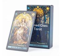 Stained Glass Tarot Cards, 78-Card Deck, Gothic Art Design, 10.3 cm Size, Divination and Leisure Game Set