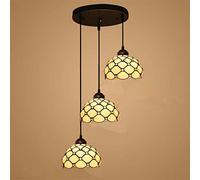 Stained Glass Tiffany Style Chandelier 3 Light Retro Ceiling Fixture for Dining Room Living Room Bedroom Elegant Hanging Lights (Color: 14)