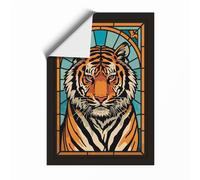 Stained Glass Tiger Art Deco Unframed Wall Art Print A1 (84.1×59.4cm), Wall Decor for Living Room, Bedroom, Office & Home, Art Gift