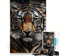 Stained Glass Tiger Head 1000 Pieces Jigsaws Adults Puzzles Logic Boost Toy Bonding Time Premium Edge Premium Gift 50x75cm