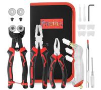 Stained Glass Tools Glass Cutting Tool Kit Glass Cutter 2-20MM 8 Inch Tile Nippers Glass Running Pliers with Curved Jaws 6 Inch Breaker Grozer Pliers Perfect for Stained Glass Tiles Mosaic Cutting