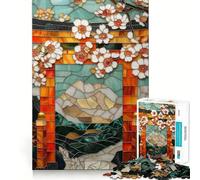 Stained Glass Torii Gate 1000 Pieces Jigsaw Puzzles for Teenagers Boost Memory Stress Release Premium Cut Cherished Gift 50x75cm