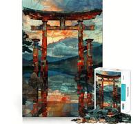 Stained Glass Torii Gate Jigsaw Puzzles for Adults 1000 Piece Smart Reason Toy Family Bond Smooth Edge Art Display 50x75cm
