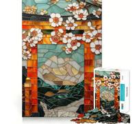Stained Glass Torii Gate Jigsaw Puzzles for Adults 1000 Pieces Pure Logic Toy Stress Free Sharp Cut Santa Wish Item 38x52cm