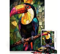 Stained Glass Toucan 1000 Pieces Jigsaw Puzzles for Teenagers Brain Skill Leisure Time Exact Edge Thoughtful Gift 38x26cm