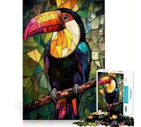 Stained Glass Toucan Adults Puzzles 1000 Piece Jigsaws Mind Exercise Toy Relaxed Mind Design Assembly Santa Wish Gift 50x75cm