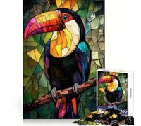 Stained Glass Toucan Adults Puzzles 1000 Piece Jigsaws Mind Exercise Toy Relaxed Mind Design Assembly Santa Wish Gift 50x75cm