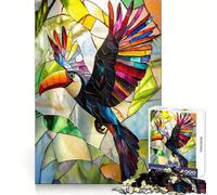 Stained Glass Toucan Jigsaw Puzzles for Adults 1000 Pieces Pure Logic Toy Stress Free Sharp Cut Santa Wish Item 50x75cm