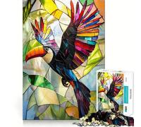 Stained Glass Toucan Jigsaw Puzzles for Adults 1000 Pieces Pure Logic Toy Stress Free Sharp Cut Santa Wish Item 50x75cm