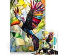 Stained Glass Toucan Jigsaws 1000 Pieces for Adults Mind Exercise Toy Stress Relief Design Assembly Elegant Gift 38x26cm