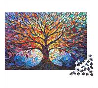 Stained Glass Tree 1000 Pc Eco-Friendly Paper Premium Puzzle for Kids Beginners, Ultra Difficult Puzzle, After-school Activity, Puzzle 52x38cm/1000pcs