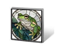 Stained Glass Tree Frog Big Eyes Unisex Brooches & Pins Square Lightweight Lapel Badge Jewelry for Clothing Shawl Hat