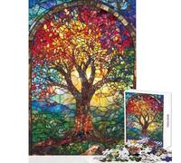 Stained Glass Tree Jigsaw for Adults1000 Pieces Strengthen Mind Clarity And Sharpness Calm Serene Leisure Activity (38x52cm)