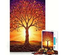 Stained Glass Tree of Life Artwork Jigsaw Puzzles for Adults 1000 Pieces Pure Logic Toy Stress Free Sharp Cut Santa Wish Item 38x26cm