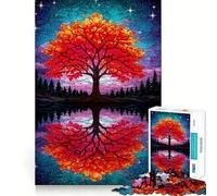 Stained Glass Tree Reflection Jigsaw Puzzles for Adults 1000 Pieces Mental Logic Toy Gentle Relax Firm Cut Santa Wish List 38x26cm