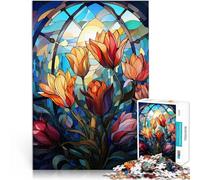 Stained Glass Tulips1000 Piece Jigsaw Puzzle for teenagers Educational Games DIY Toys for is ideal as a gift for the whole family 38x26cm