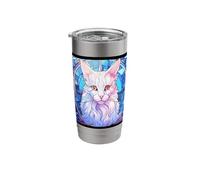 Stained Glass Turkish Angora Cat Mom Dad Illustration Kitten Stainless Steel Insulated Tumbler