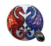 Stained Glass Two Dragons Mousepad Round Computer Mousepad Waterproof Gaming Mousepads with Non-Slip Rubber Base Mousepads Mousemat for Laptop Office 20 CM
