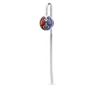Stained Glass Two Dragons Stainless Steel Metal Book Mark Marker, Bookmarks Page Holder with Crystal Glass for School Reader Office Supplies