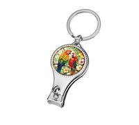 Stained Glass Two Parrots Colorful Flower Nail Clippers Toenail Clipper Cutters Professional Nail Trimmer Nail Cuticle Cutter for Women Men