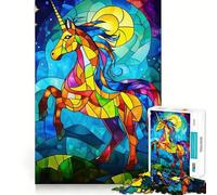 Stained Glass Unicorn 1000 Piece Jigsaw Puzzles for Adults Teenagers Brain Game Mind Calm Exact Cut 38x26cm