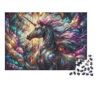 Stained Glass Unicorn 1000 Pieces Eco-friendly Paper Premium Jigsaw Puzzle Kids Beginners Fun Educational Game Gifts 70x50cm/1000pcs