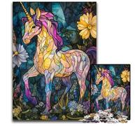 Stained Glass Unicorn 1000Pc Adults Jigsaw Puzzle Jigsaw Puzzles for Adults Adult Game Gift Family Interactive Game Brain Challenge Gift 1000 PCS(38x26cm)