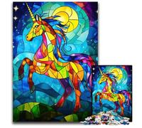 Stained Glass Unicorn 1000Piece Jigsaw Puzzle paper Jigsaw Puzzles Perfect for Halloween Christmas Birthday Gift 1000 PCS(38x26cm)