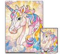 Stained Glass Unicorn Jigsaw Puzzle 1000 Pieces paper Jigsaw Brain Challenge Game for TeenagersFamily Interaction 1000 PCS(38x26cm)
