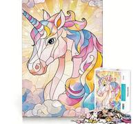 Stained Glass Unicorn Jigsaw Puzzles 1000 Pieces for Teenagers Thought Toy Shared Fun Precise Edge Santa Wish Item 50x75cm